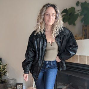 80s Vintage John Weitz Black Leather Jacket